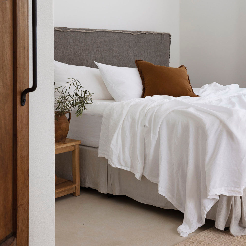 King Bed Linen Sheet Set White - BAMBURY