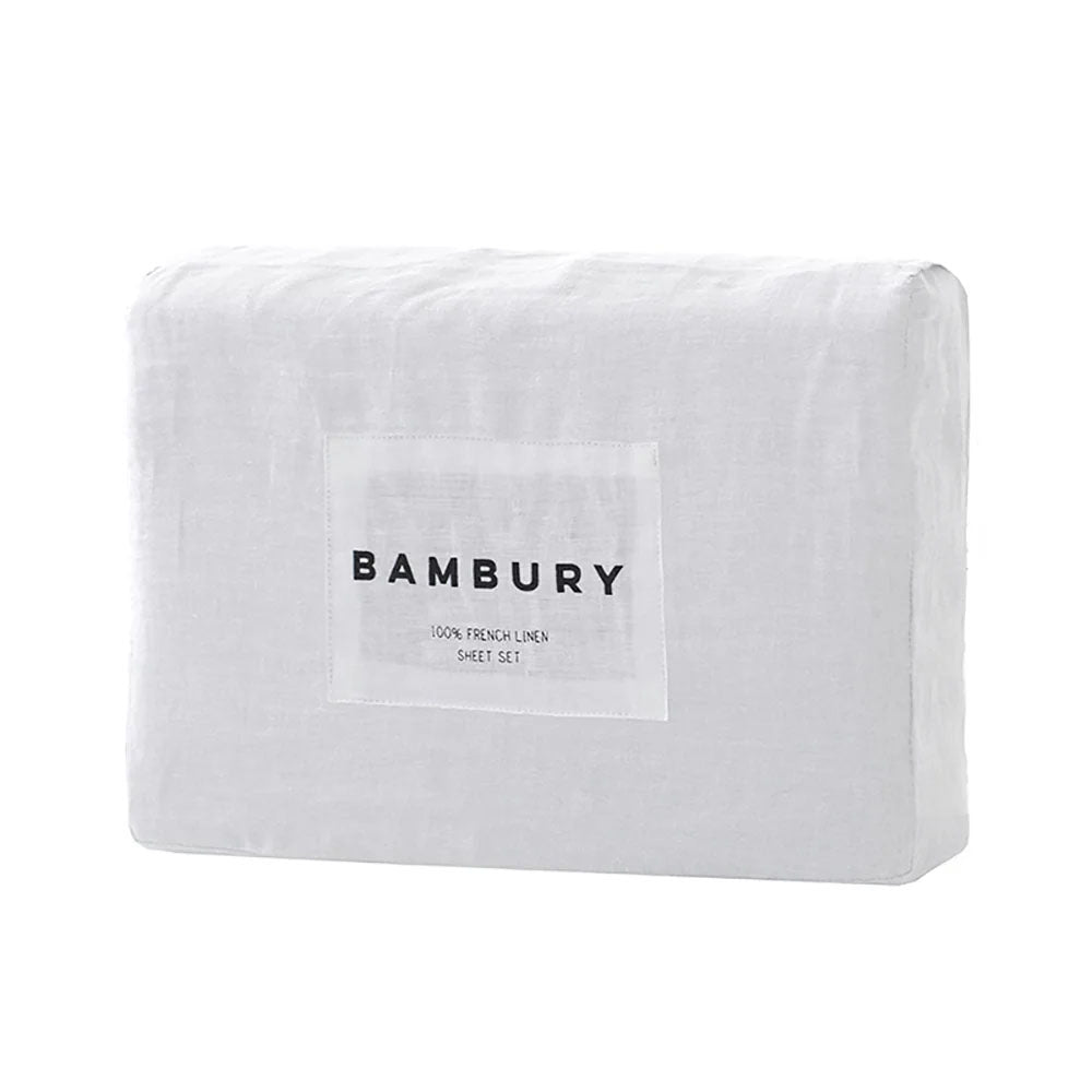 King Bed Linen Sheet Set White - BAMBURY