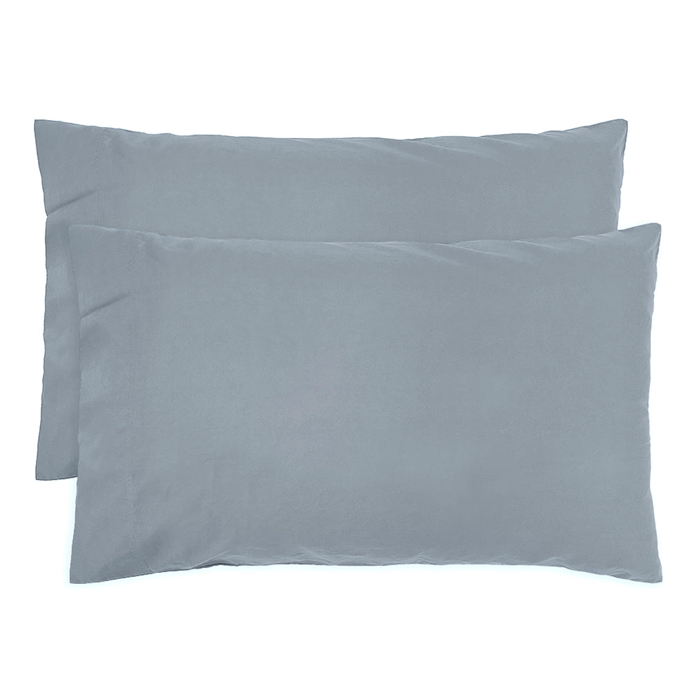 Std Temple Organic Cotton Pillowcase Pair Steel Blue- Bambury