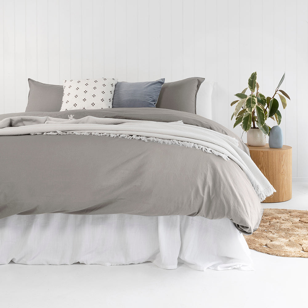 Double Temple Organic Cotton Quilt / Duvet Cover Set Grey- Bambury