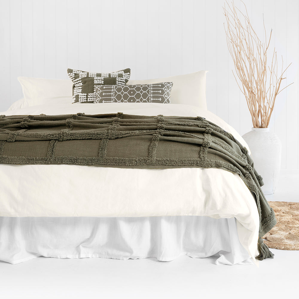 Double Temple Organic Cotton Quilt / Duvet Cover Set Ivory- Bambury