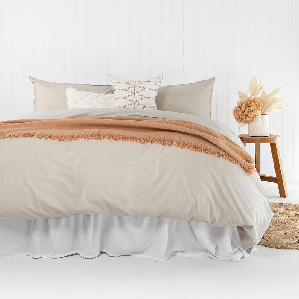 Double Temple Organic Cotton Quilt / Duvet Cover Set Pebble- Bambury