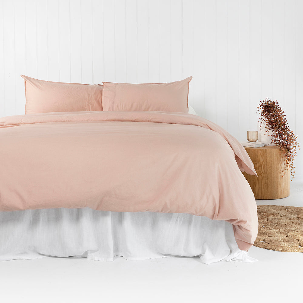 Double Temple Organic Cotton Quilt / Duvet Cover Set Rosewater- Bambury