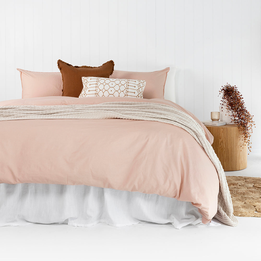 Queen Temple Organic Cotton Quilt / Duvet Cover Set Rosewater- Bambury