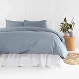 Double Temple Organic Cotton Quilt / Duvet Cover Set Steel Blue- Bambury