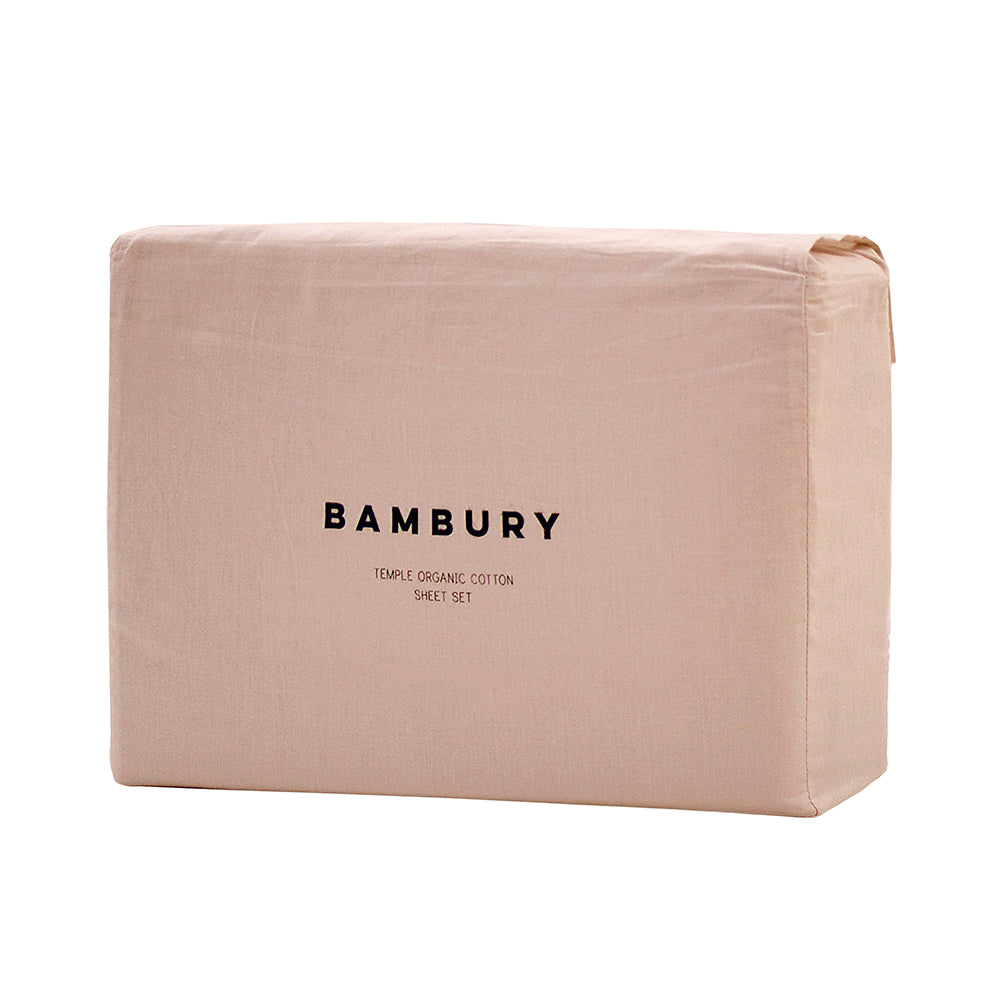 KIng Single Temple Organic Cotton Sheet Set Rosewater- Bambury
