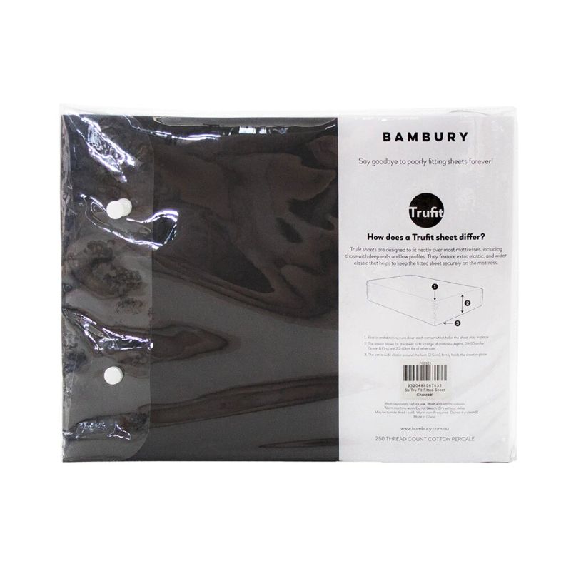 Fitted Sheet - Bambury Tru Fit King Single (Charcoal)