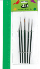 Set of 5 synthetic round brushes for precise control in acrylic, oil, and watercolor painting.