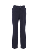 Ladies Eve Perfect Pant in navy, Size 10, featuring a mid-rise design, 4-way stretch fabric, and tailored straight leg fit.