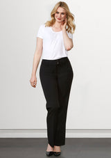 Ladies Eve Perfect Pant in Navy, Size 10, featuring mid-rise, wide waistband, and tailored straight leg design.