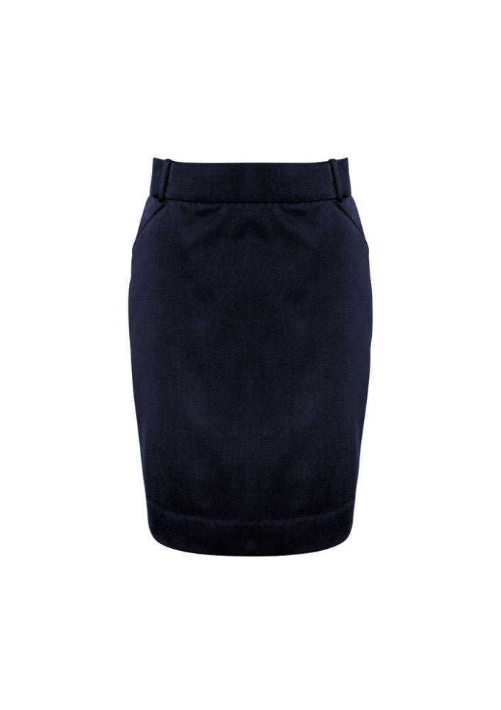 Ladies Detroit Flexi-Band Skirt - Navy - Size 14 - Biz Collection