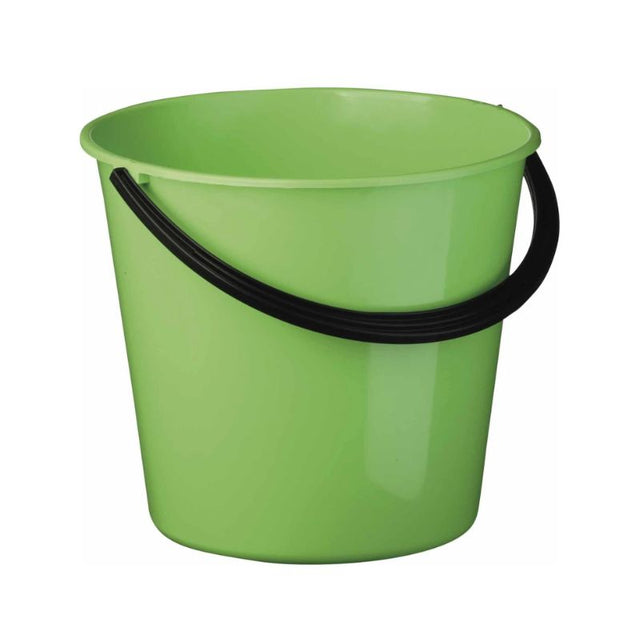 Durable 9.6-litre plastic bucket with handle, ideal for cleaning, gardening, and versatile storage tasks.