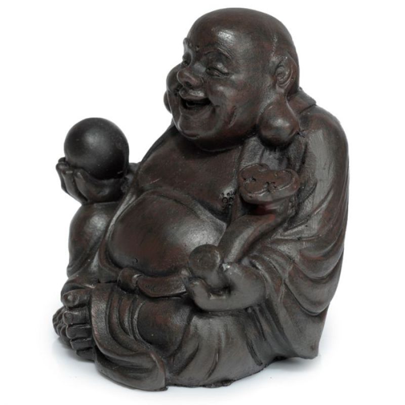 Ornament - Peace of the East Wood Effect Buddha 6cm (Set of 12 Asstd)