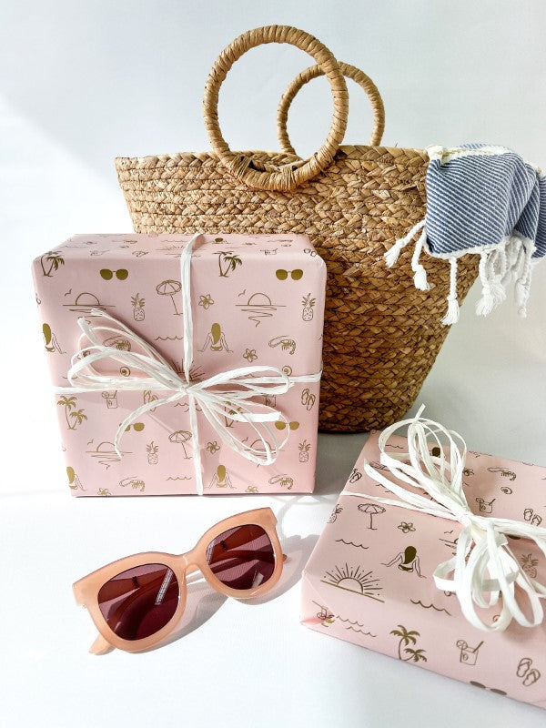 Wrapping Paper - Summer Vibes Wrap Dusty Pink Gold