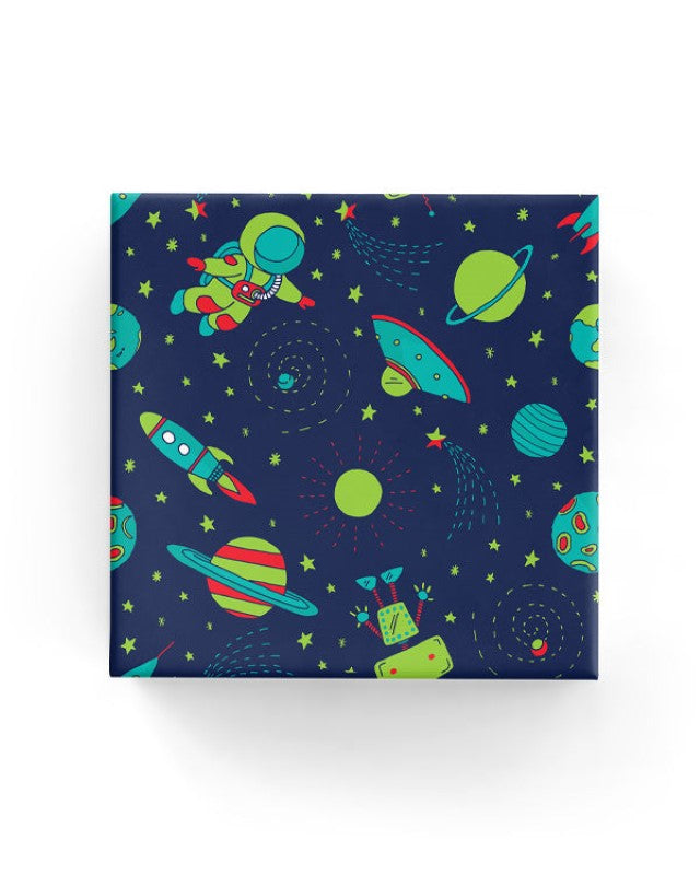 Wrapping Paper - Space Wrap Navy Lime Jade