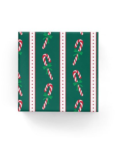 Gift Wrap - Candy Canes (Hunter Red Green)