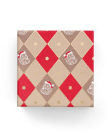 Gift Wrap - Harlequin Santa (Beige Mocha Red)