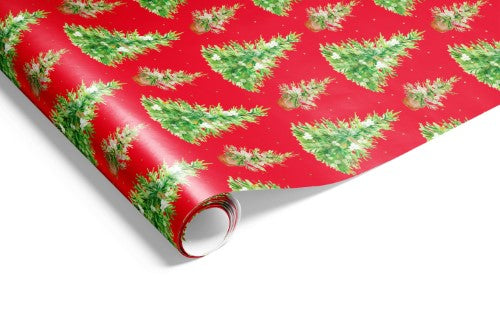 Gift Wrap - Watercolour Trees (Red)