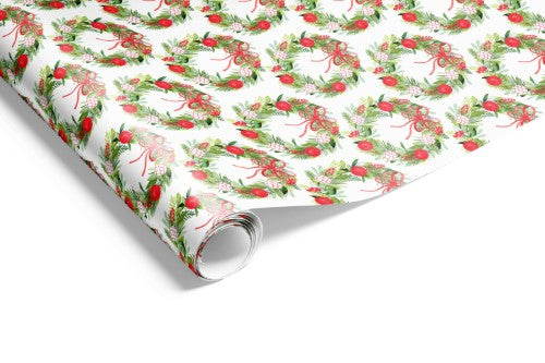 Gift Wrap - Watercolour Wreaths (Red)