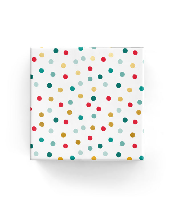 Wrapping Paper Roll - Polka Dots Wrap Green Red Gold (60cm)