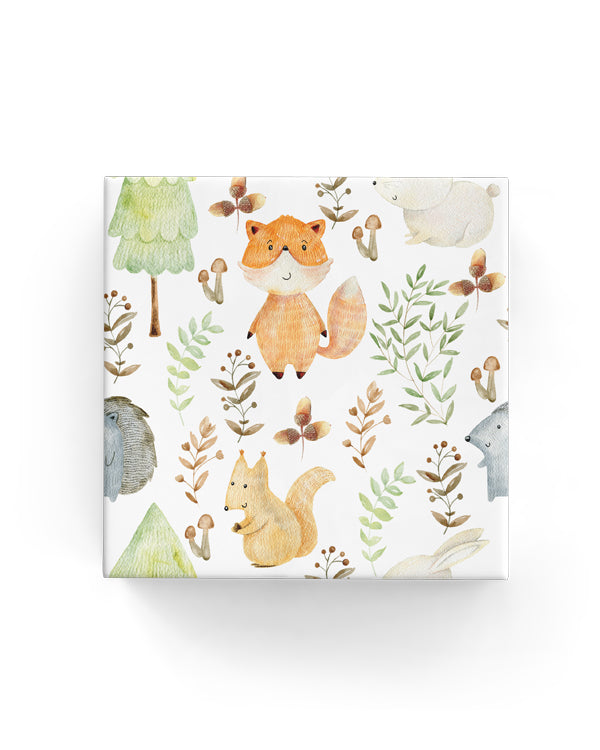 Wrapping Paper Roll - Woodland Animals on Matte Wrap Green (60cm)