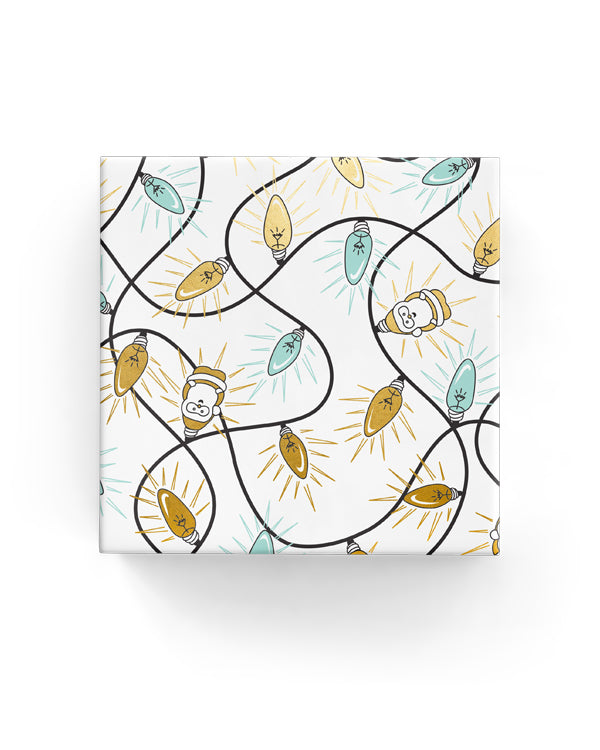 Wrapping Paper Roll - Xmas Lights Wrap Black Gold Mint (60cm)