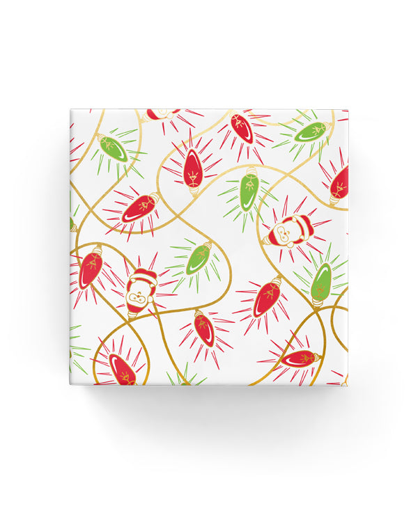 Wrapping Paper Roll - Xmas Lights Wrap Gold Red Green (60cm)