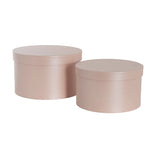 Gift Flower Box Ribbed Round Blush Pink Set 2