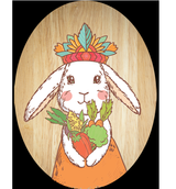 Tribal Bunny Princess- Plywood Oval - Wall Art