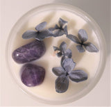 Crystal Soy Wax Candle - Hydrangea Amethyst Frankincense and White Lotus