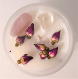 Crystal Soy Wax Candle - Rose Quartz Clear Quartz Ylang Ylang and Jasmine