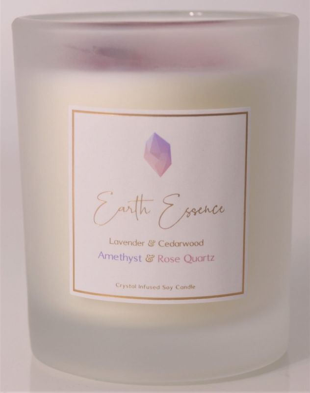 Crystal Soy Wax Candle - Amethyst Lavender Cedarwood and Rose Petals