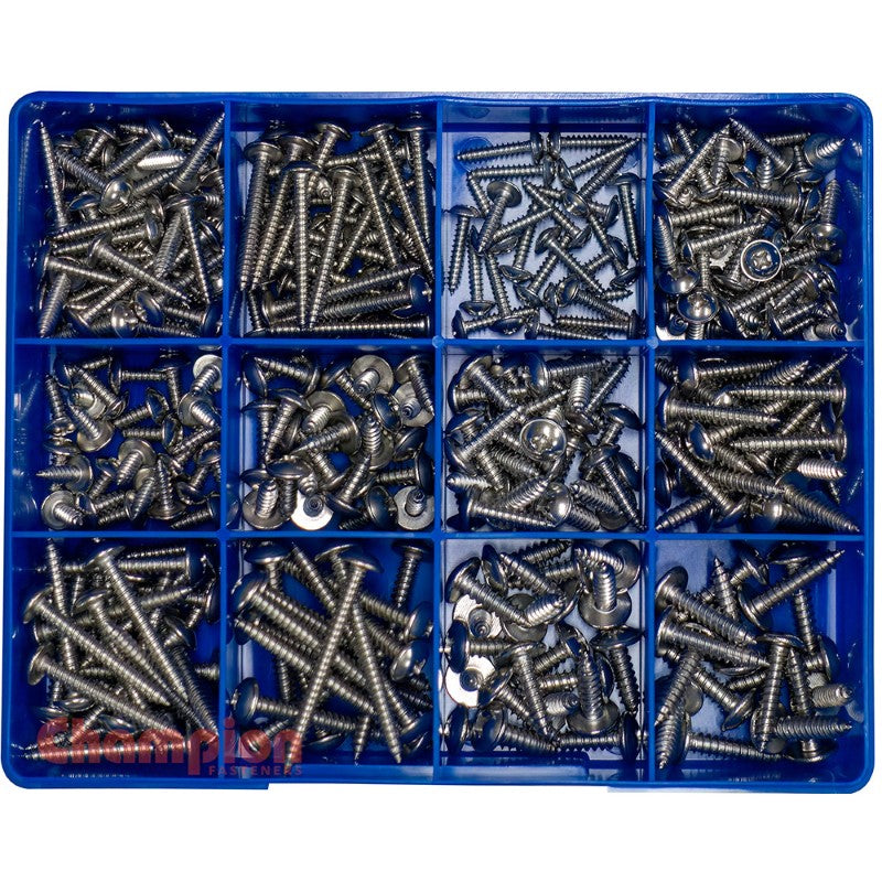 Champion 370pc SS Mushroom Head Self-Tapping Screw Kit