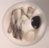 Crystal Soy Wax Candle - White Sage Vetiver Patchouli Clear Quartz and Obsidian
