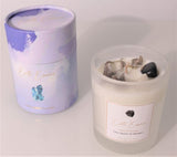 Crystal Soy Wax Candle - White Sage Vetiver Patchouli Clear Quartz and Obsidian