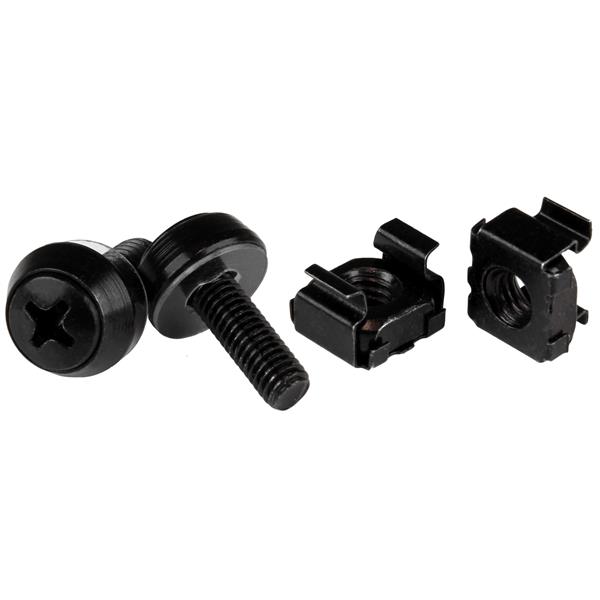 High-Quality 10-32 Server Rack Screws and Nuts - 50 Pack - Black - TAA Compliant Hardware