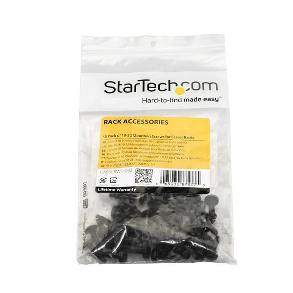 Premium 10-32 server rack screws in a 50-pack for secure, efficient hardware installation in data centers and home offices.