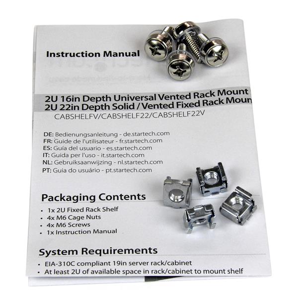 2U Vented Server Rack Shelf - 22in Deep Heavy-Duty Cantilever Shelf for Equipment Storage