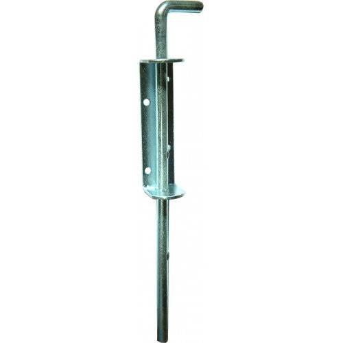 Bolts Cane No.180, 350mm lockable cane bolt in bright zinc-plated steel for securely locking gates and doors.