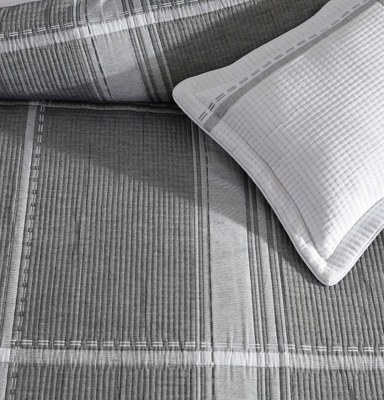 Super King Duvet Cover Set in Cannon Charcoal, featuring subtle check pattern and soft jacquard fabric for luxury and comfort.