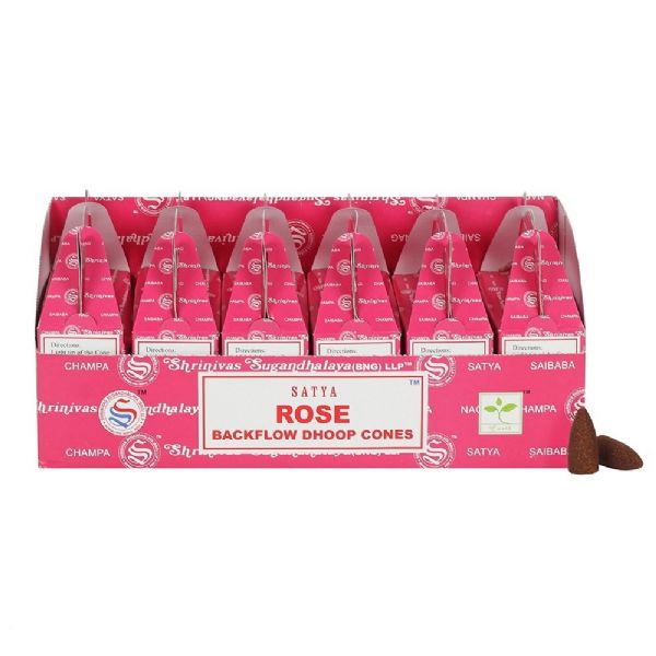 Satya Rose Backflow Incense Cone 6 Pkts x 24 Cones