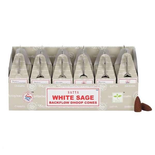 Satya White Sage Backflow Incense Cone 6 Pkts x 24 Cones
