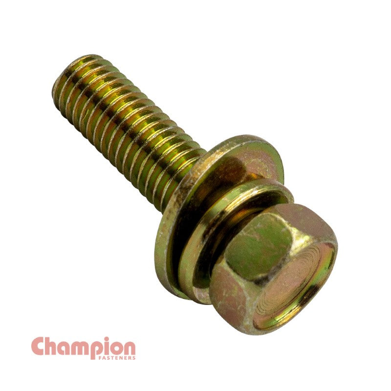 Champion M6 x 12mm Sems HexBolt W/Spring & Flat Washer- 50pk
