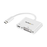 USB-C to DVI Adapter with Power Delivery - 1920x1200 Resolution, White - Charge & Display