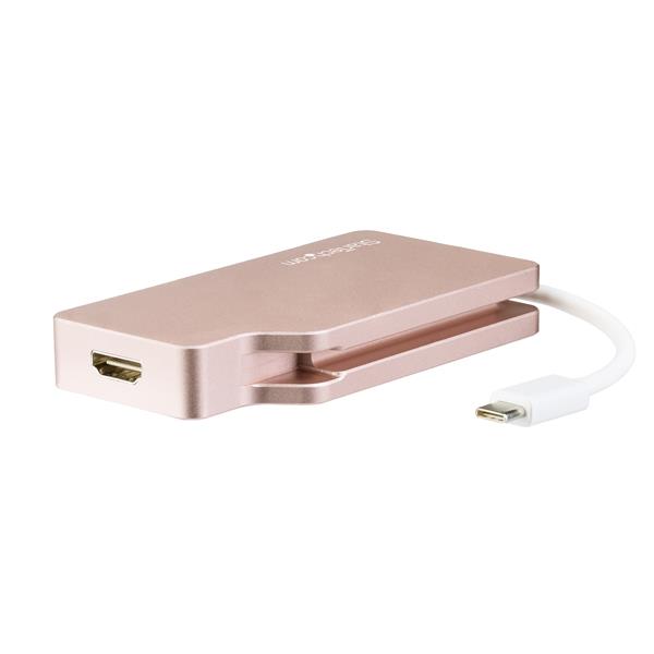 4-in-1 USB-C Multiport Video Adapter - HDMI, VGA, DVI, Mini DisplayPort - Rose Gold