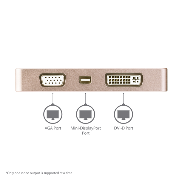 4-in-1 USB-C Multiport Video Adapter - HDMI, VGA, DVI, Mini DisplayPort - Rose Gold