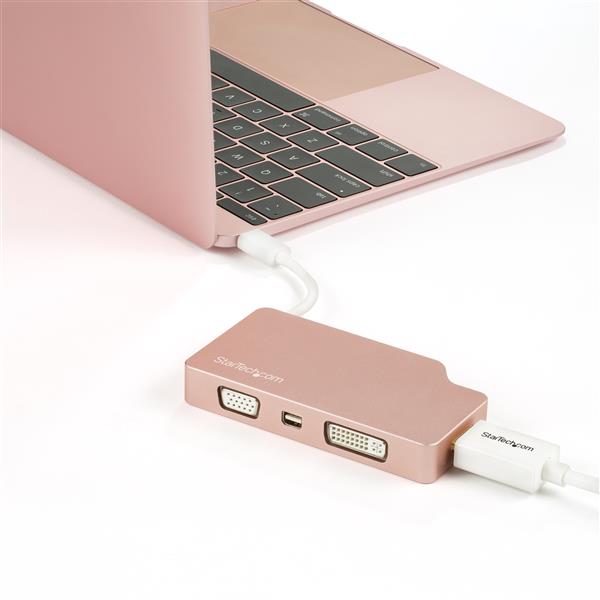 4-in-1 USB-C Multiport Video Adapter - HDMI, VGA, DVI, Mini DisplayPort - Rose Gold