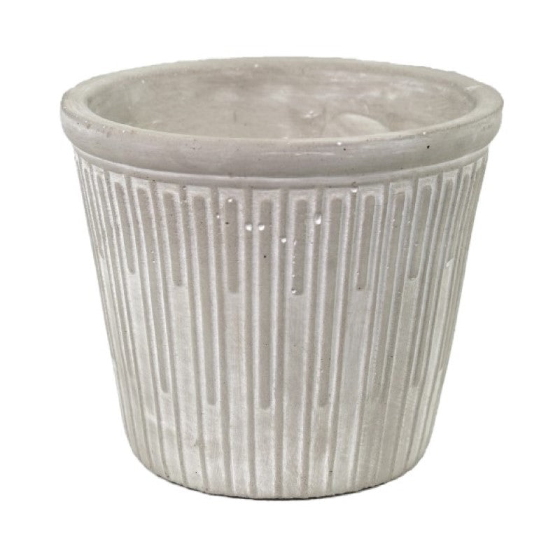 Vase / Planter - Cement stripes round pot D15xH13cm