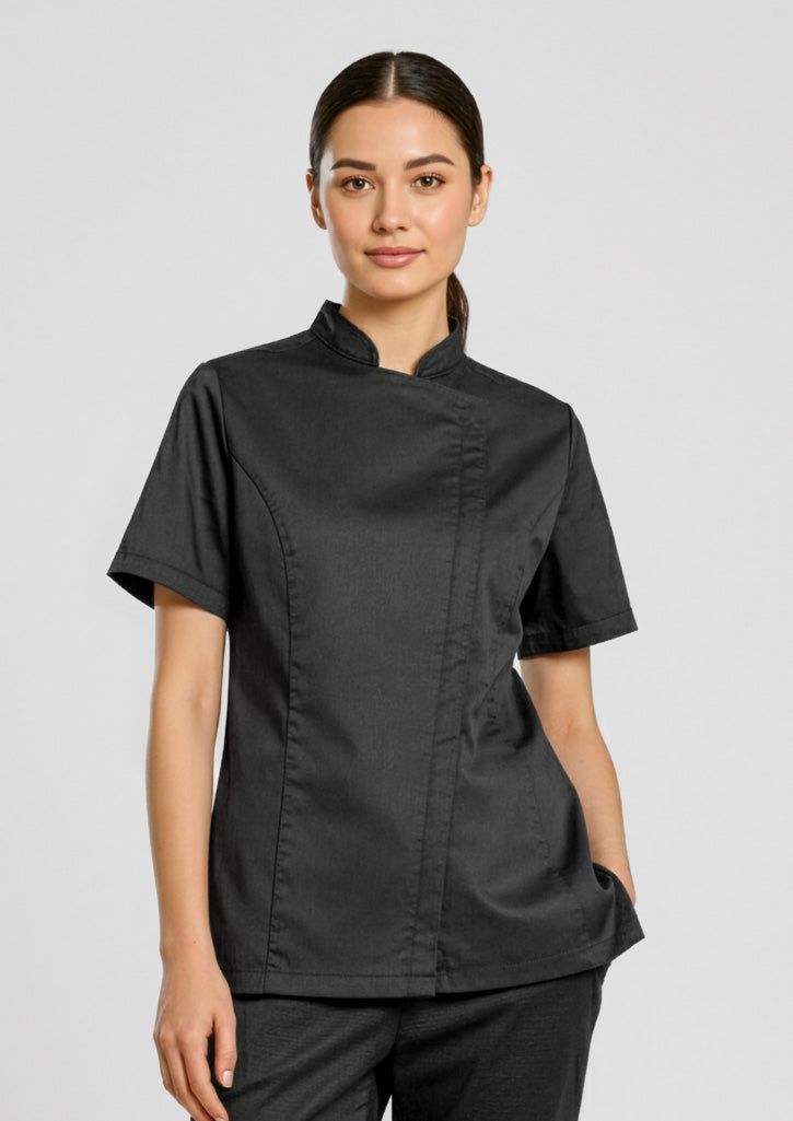 Alfresco Womens Short Sleeve Chef Jacket - Black