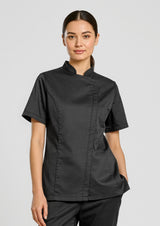 Alfresco Womens Short Sleeve Chef Jacket - Black
